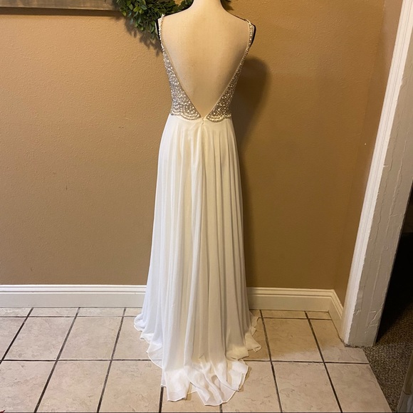 NWOT Lulus Luxe True Love White Beaded Rhinestone Maxi Dress - Picture 6 of 13